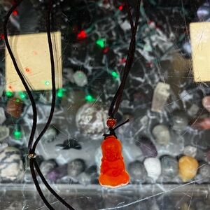 Orange Buddha Pendant Necklace